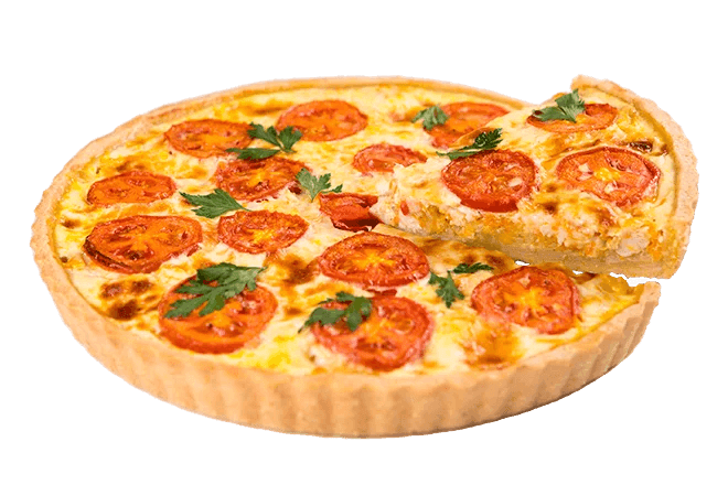 Лионский киш с курицей и помидорами черри